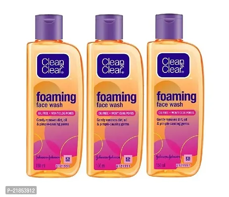 Clean  Clear Foaming Facewash for Oily Skin 150 ml Pack of 3-thumb0