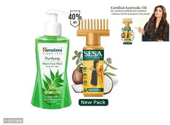 Sesa Ayurvedic Hair Oil | 5000 Year Old Kshir Pak Vidhi, Bhringraj  17 Rare Herbs With 5 Nourishing Oils | All Hair Types | No Mineral Oil | 100 Ml  WITH himalya neem purifying facewash 200 ml