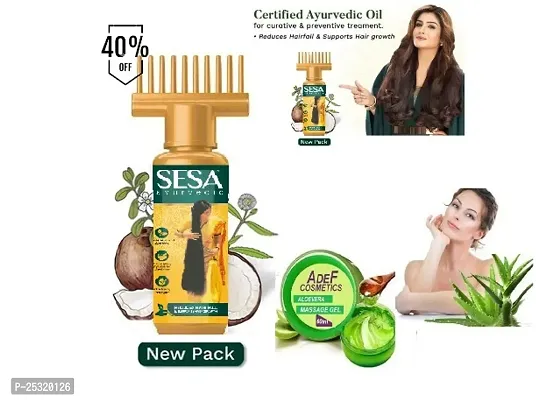 Sesa Ayurvedic Hair Oil | 5000 Year Old Kshir Pak Vidhi, Bhringraj  17 Rare Herbs With 5 Nourishing Oils | All Hair Types | No Mineral Oil | 100 Ml with ADEF Alovera gel