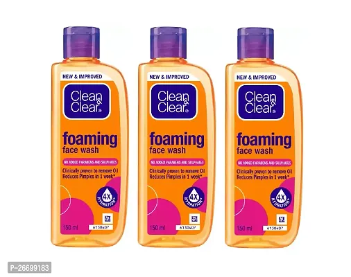 Clean  Clear Foaming Face Wash For Oily Skin, 150ml - 3 PACK