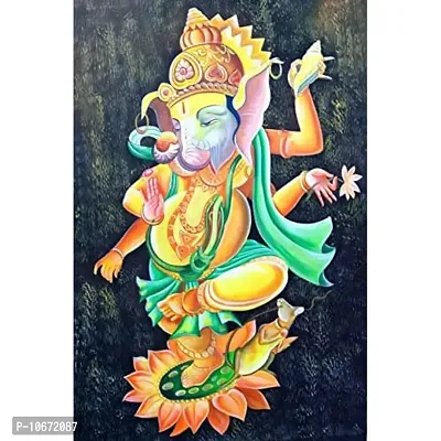 British Terminal? Lord Ganesha vighnaharta Canvas Painting Poster Waterproof for Home Decor || (12X18 inches) bt1325-1