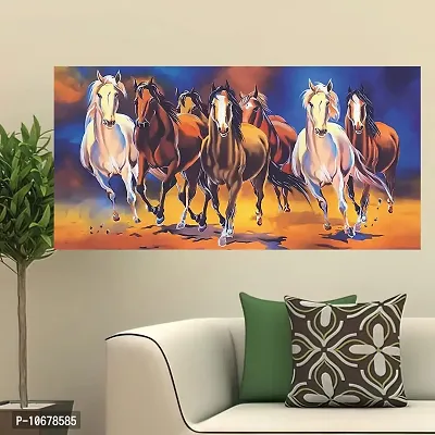 British Terminal Lucky Seven Horses Running at Sunrise ll 7 Horse vastu Canvas Print Poster ll 20stjican216