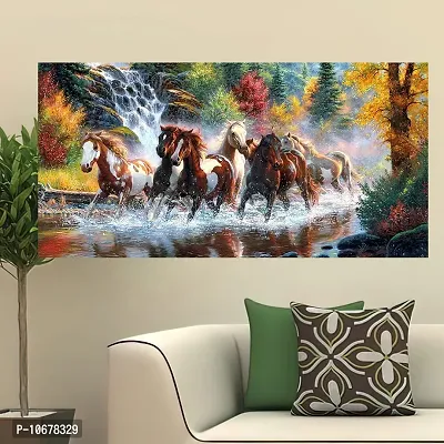 British Terminal Lucky Seven Horses Running at Sunrise ll 7 Horse vastu Glossy Photo Paper Poster ll 48gljican222