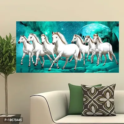 British Terminal Lucky Seven Horses Running at Sunrise ll 7 Horse vastu Vinyl Sticker Poster ll 20stjican267