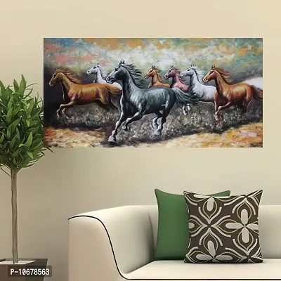 British Terminal Lucky Seven Horses Running at Sunrise ll 7 Horse vastu Vinyl Sticker Poster ll 48stjican226