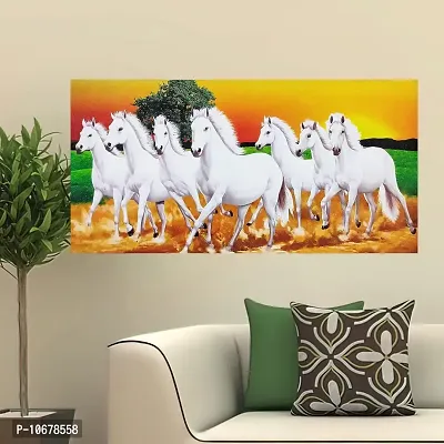 British Terminal Lucky Seven Horses Running at Sunrise ll 7 Horse vastu Vinyl Sticker Poster ll 48stjican204