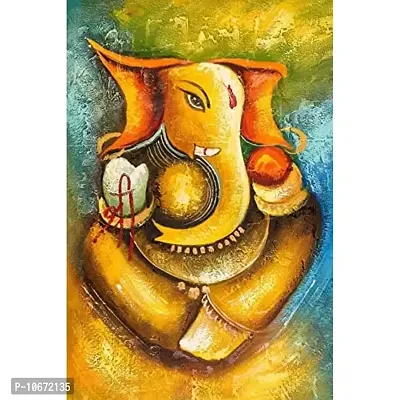 British Terminal? Lord Ganesha vighnaharta Canvas Painting Poster Waterproof for Home Decor || (24X36 inches) bt1310-3