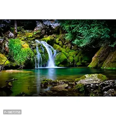 British Terminal Beautiful Nature Waterfall vastu Painting Poster Waterproof Canvas Print Poster for Home Decor || (24X18 inches) vas1472-2