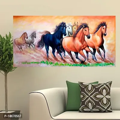 British Terminal Lucky Seven Horses Running at Sunrise ll 7 Horse vastu Vinyl Sticker Poster ll 20stjican247