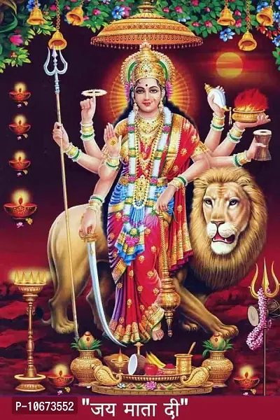 British Terminal? Goddess Durga | Ambe | Sherawali Maa Waterproof Vinyl Sticker Poster || (12X18 inches) can1709-1