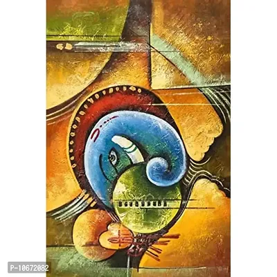 British Terminal? Lord Ganesha vighnaharta Canvas Painting Poster Waterproof for Home Decor || (24X18 inches) bt1312-2