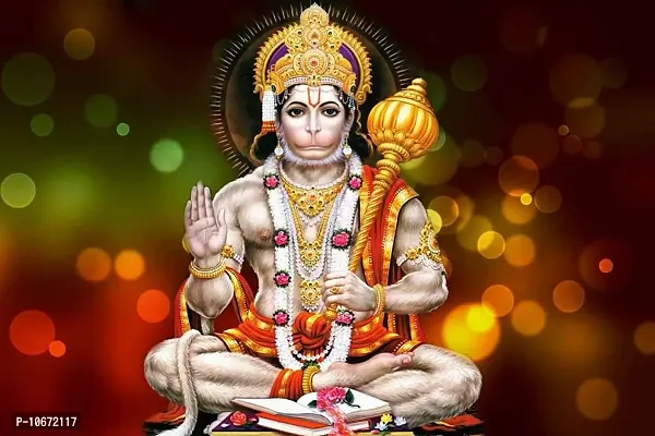 Britishn Terminal? Lord Hanuman Religious Painting Poster Waterproof Canvas Print for Home Decor || (24X18 inches) bt1276-2-thumb0