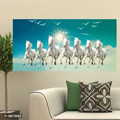 British Terminal Lucky Seven Horses Running at Sunrise ll 7 Horse vastu Canvas Print Poster ll 20stjican290