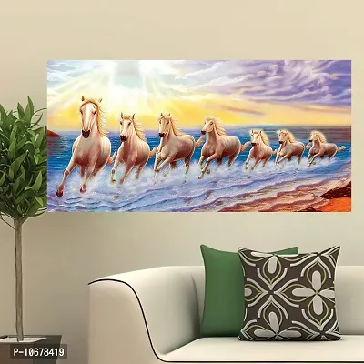 British Terminal Lucky Seven Horses Running at Sunrise ll 7 Horse vastu Vinyl Sticker Poster ll 48stjican219