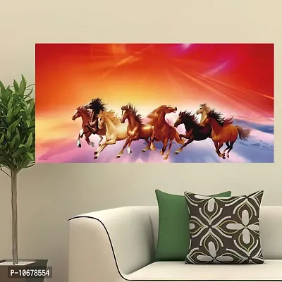 British Terminal Lucky Seven Horses Running at Sunrise ll 7 Horse vastu Vinyl Sticker Poster ll 48stjican218