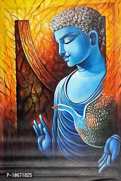 British Terminal? Lord Gautam Buddha Canvas Painting Printed Poster Fully Waterproof Print for Living Room,Bedroom,Office,Kids Room,Hall (24X18) -bt1209-2
