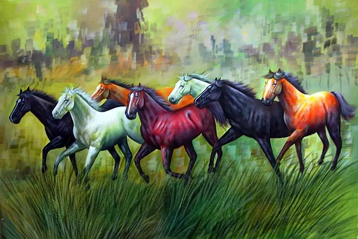 Vaastu Seven Lucky Horse Wall Poster For Home