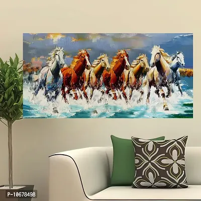 British Terminal Lucky Seven Horses Running at Sunrise ll 7 Horse vastu Vinyl Sticker Poster ll 48stjican286-thumb0