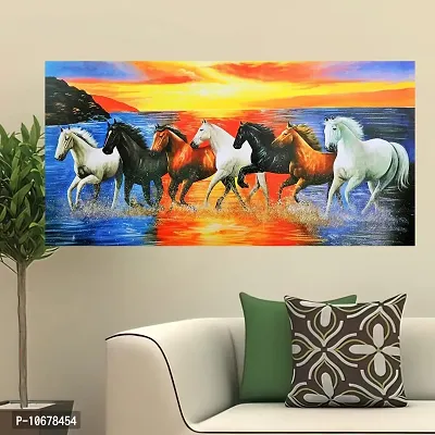 British Terminal Lucky Seven Horses Running at Sunrise ll 7 Horse vastu Vinyl Sticker Poster ll 20stjican237