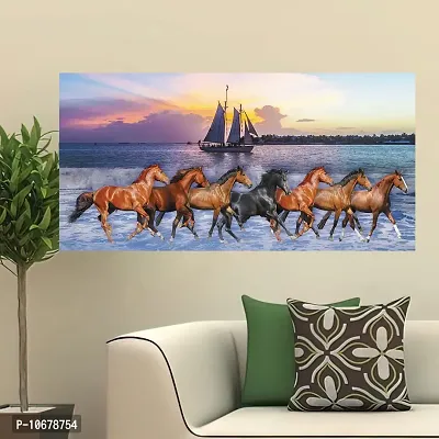 British Terminal Lucky Seven Horses Running at Sunrise ll 7 Horse vastu Canvas Print Poster ll 20stjican285