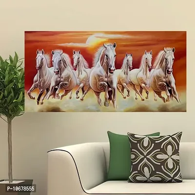 British Terminal Lucky Seven Horses Running at Sunrise ll 7 Horse vastu Canvas Print Poster ll 48stjican281-thumb0