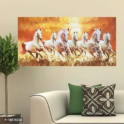 British Terminal Lucky Seven Horses Running at Sunrise ll 7 Horse vastu Canvas Print Poster ll 48stjican234-thumb0