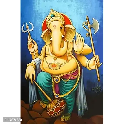 British Terminal? Lord Ganesha vighnaharta and Ram Lakshman with Mahadev Canvas Painting Poster Waterproof for Home Decor || (12X18 inches) bt1345-1-thumb0