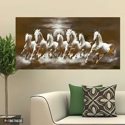 British Terminal Lucky Seven Horses Running at Sunrise ll 7 Horse vastu Canvas Print Poster ll 20stjican215-thumb0