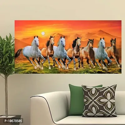 British Terminal Lucky Seven Horses Running at Sunrise ll 7 Horse vastu Vinyl Sticker Poster ll 48stjican272-thumb0