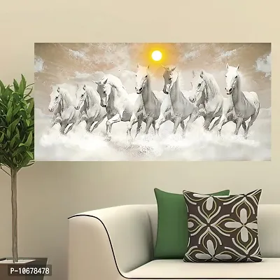 British Terminal Lucky Seven Horses Running at Sunrise ll 7 Horse vastu Vinyl Sticker Poster ll 48stjican203
