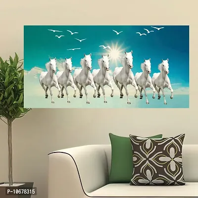 British Terminal Lucky Seven Horses Running at Sunrise ll 7 Horse vastu Vinyl Sticker Poster ll 48stjican235
