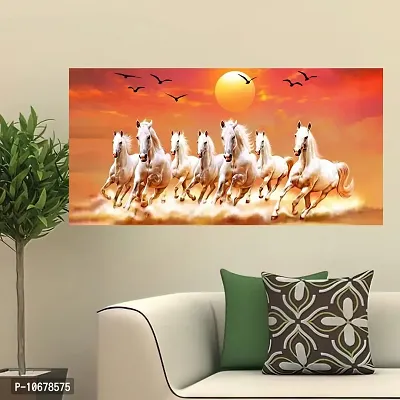 British Terminal Lucky Seven Horses Running at Sunrise ll 7 Horse vastu Vinyl Sticker Poster ll 20stjican258