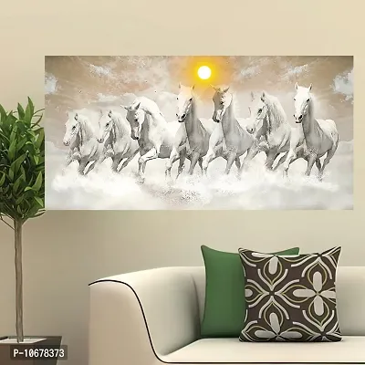 British Terminal Lucky Seven Horses Running at Sunrise ll 7 Horse vastu Canvas Print Poster ll 48stjican203-thumb0