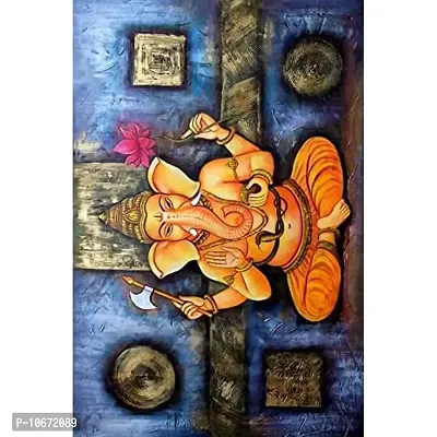 British Terminal? Lord Ganesha vighnaharta Canvas Painting Poster Waterproof for Home Decor || (24X36 inches) bt1321-3