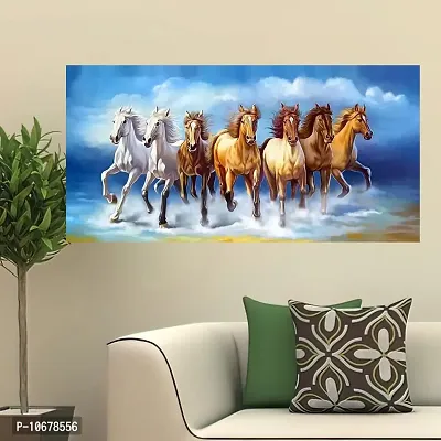 British Terminal Lucky Seven Horses Running at Sunrise ll 7 Horse vastu Canvas Print Poster ll 20stjican252