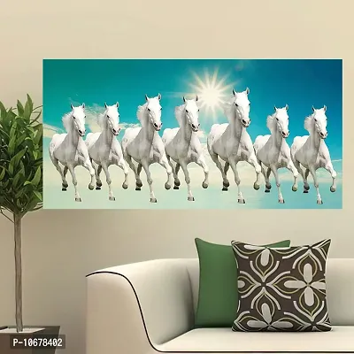 British Terminal Lucky Seven Horses Running at Sunrise ll 7 Horse vastu Canvas Print Poster ll 48stjican213