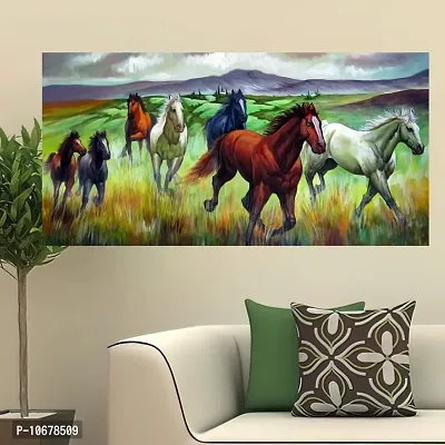 British Terminal Lucky Seven Horses Running at Sunrise ll 7 Horse vastu Vinyl Sticker Poster ll 48stjican244-thumb0