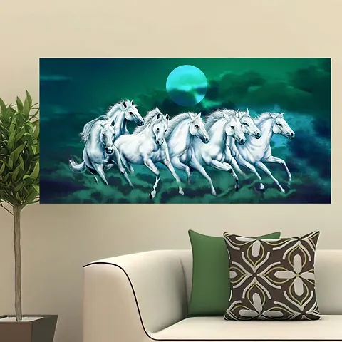 British Terminal Lucky Seven Horses Running at Sunrise ll 7 Horse vastu Vinyl Sticker Poster