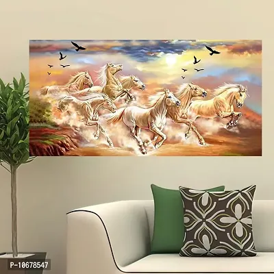 British Terminal Lucky Seven Horses Running at Sunrise ll 7 Horse vastu Vinyl Sticker Poster ll 48stjican225-thumb0