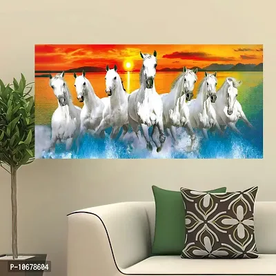 British Terminal Lucky Seven Horses Running at Sunrise ll 7 Horse vastu Vinyl Sticker Poster ll 48stjican263