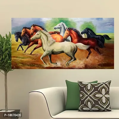 British Terminal Lucky Seven Horses Running at Sunrise ll 7 Horse vastu Glossy Photo Paper Poster ll 48gljican239