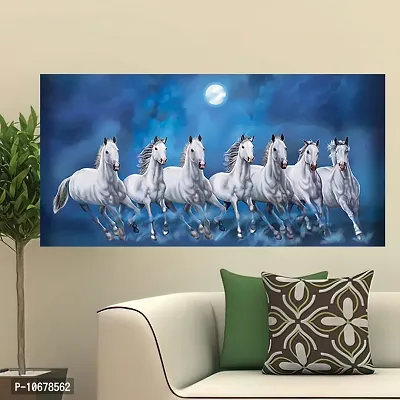 British Terminal Lucky Seven Horses Running at Sunrise ll 7 Horse vastu Canvas Print Poster ll 48stjican274