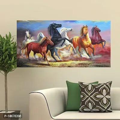 British Terminal Lucky Seven Horses Running at Sunrise ll 7 Horse vastu Canvas Print Poster ll 48stjican249