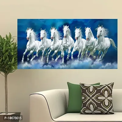 British Terminal Lucky Seven Horses Running at Sunrise ll 7 Horse vastu Vinyl Sticker Poster ll 48stjican277