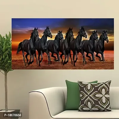 British Terminal Lucky Seven Horses Running at Sunrise ll 7 Horse vastu Canvas Print Poster ll 20stjican279