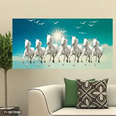 British Terminal Lucky Seven Horses Running at Sunrise ll 7 Horse vastu Vinyl Sticker Poster ll 48stjican290