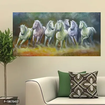 British Terminal Lucky Seven Horses Running at Sunrise ll 7 Horse vastu Vinyl Sticker Poster ll 48stjican246