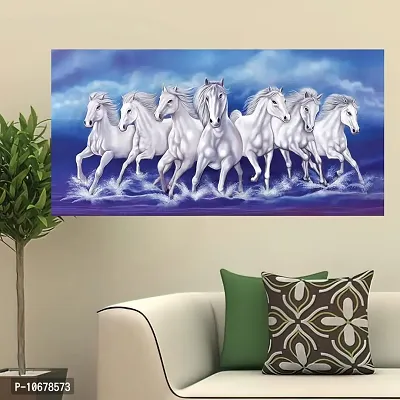 British Terminal Lucky Seven Horses Running at Sunrise ll 7 Horse vastu Vinyl Sticker Poster ll 48stjican233-thumb0