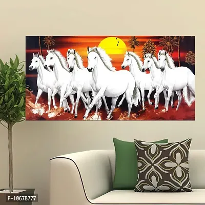 British Terminal Lucky Seven Horses Running at Sunrise ll 7 Horse vastu Canvas Print Poster ll 20stjican270-thumb0