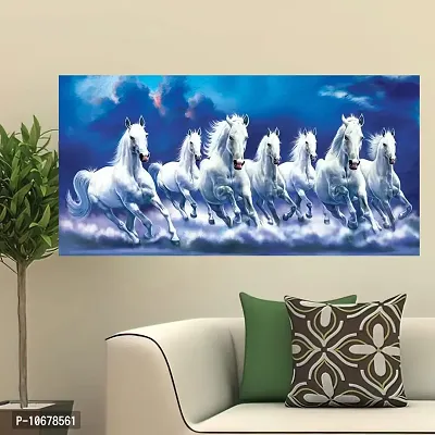 British Terminal Lucky Seven Horses Running at Sunrise ll 7 Horse vastu Canvas Print Poster ll 48stjican276